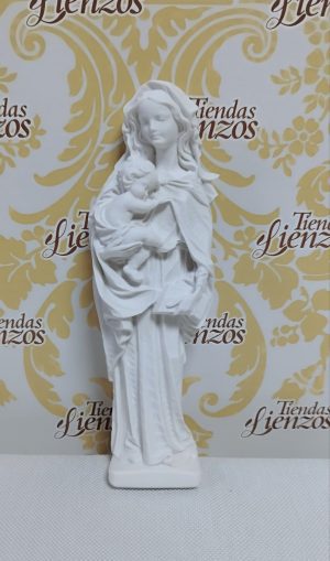 virgen de la alegría plana 22 cm , marmolina