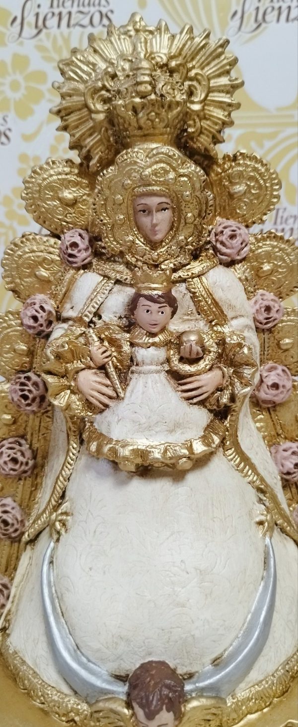 Virgen del Rocío de 31 cm marmolina - Imagen 3