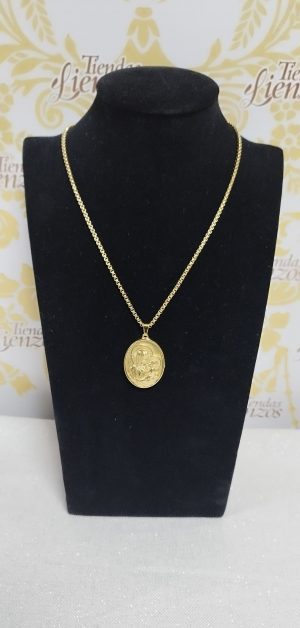 medalla con cadena virgen con niñoacero